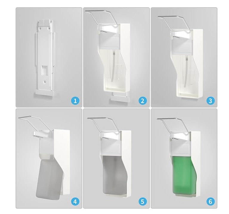 Dozator cu cot pentru dezinfectant lichid/gel sau săpun, montat pe perete capacitate 1L - Imagine 4